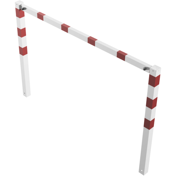 Stationary access barriers | for bolting on site | with top bar | hot-dip galvanized and white coatedwith red reflecting stripes | total width: 2000 mm